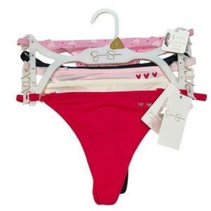 JESSICA SIMPSON 5 pack Ultra Flirty String Thongs Hearts Red Pink NWT Small